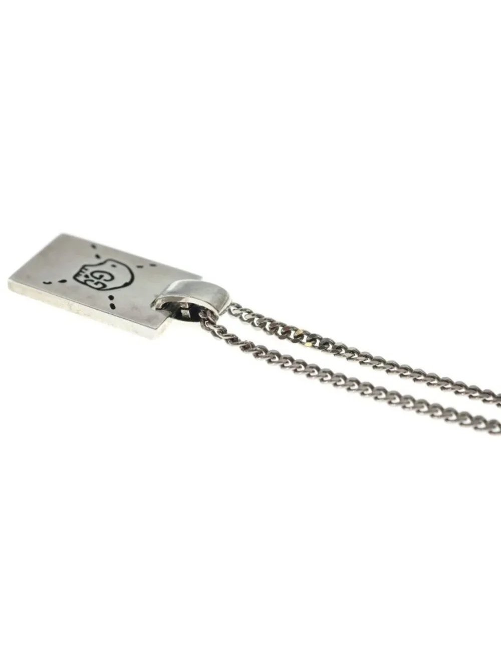 Gucci Ghost Skull Necklace Plate Motif Silver